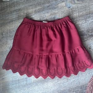Madewell satin mini  skirt, wine burgundy color, size xs but fits s